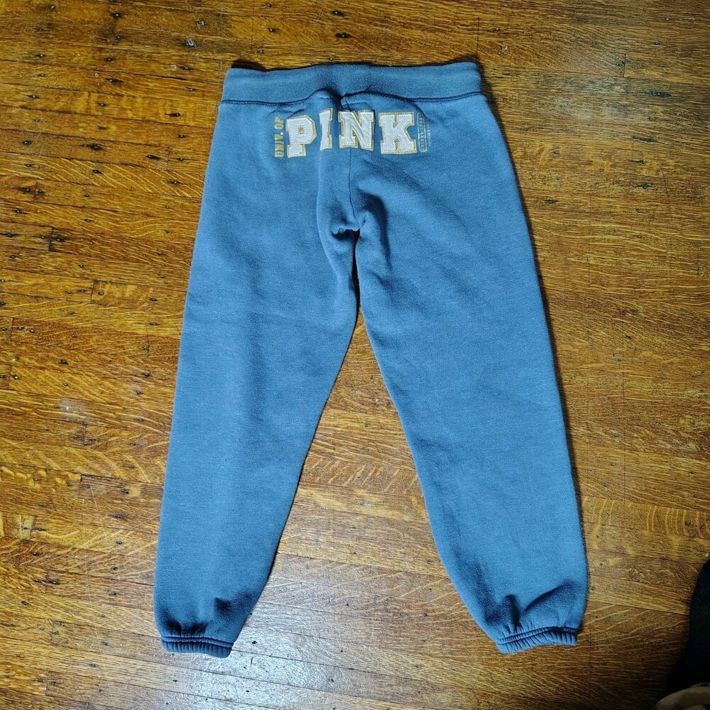 Y2K PINK University Of Pink Cropped Blue Joggers Wmns Sz XS/T592